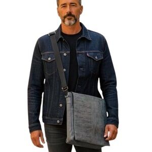 Harold's | Anthracite Leather & Fabric/Canvas Messenger/Laptop Bag